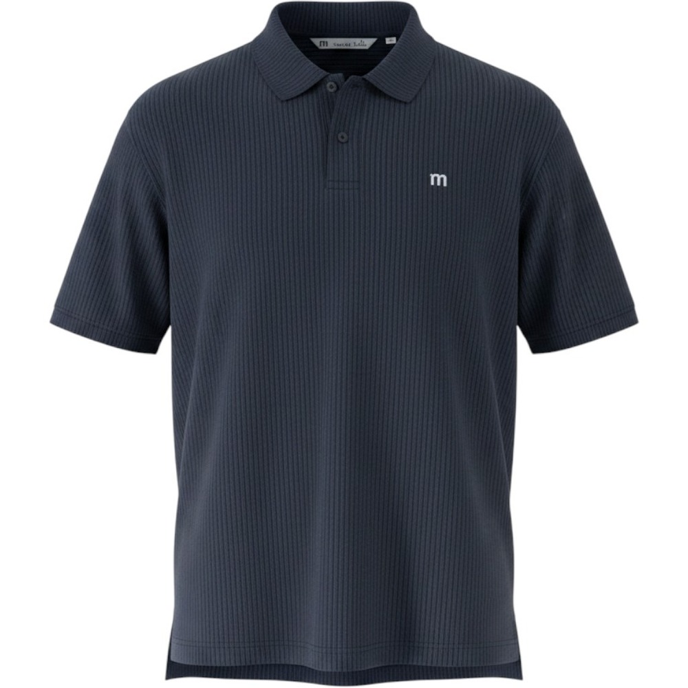 TravisMathew Mens XL Polo Shirt Black Grey Micro Check Golf Performance Top